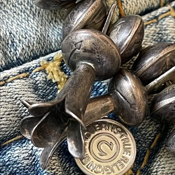 vintage Navajo Sterling Silver Naja squash, blossom Turquoise  Necklace Massive - Picture 13 of 17